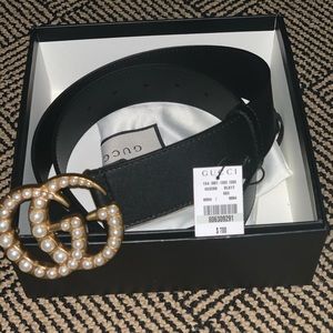 Authentic New Gucci pearl buckle belt